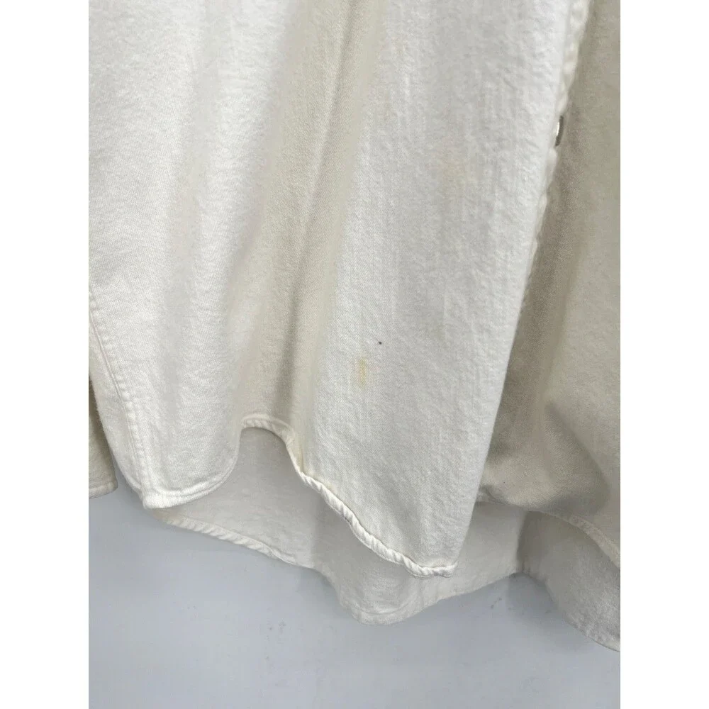 Banana Republic Adventure Outfitters Shirt L White Pearl Snap Safari 80s VTG